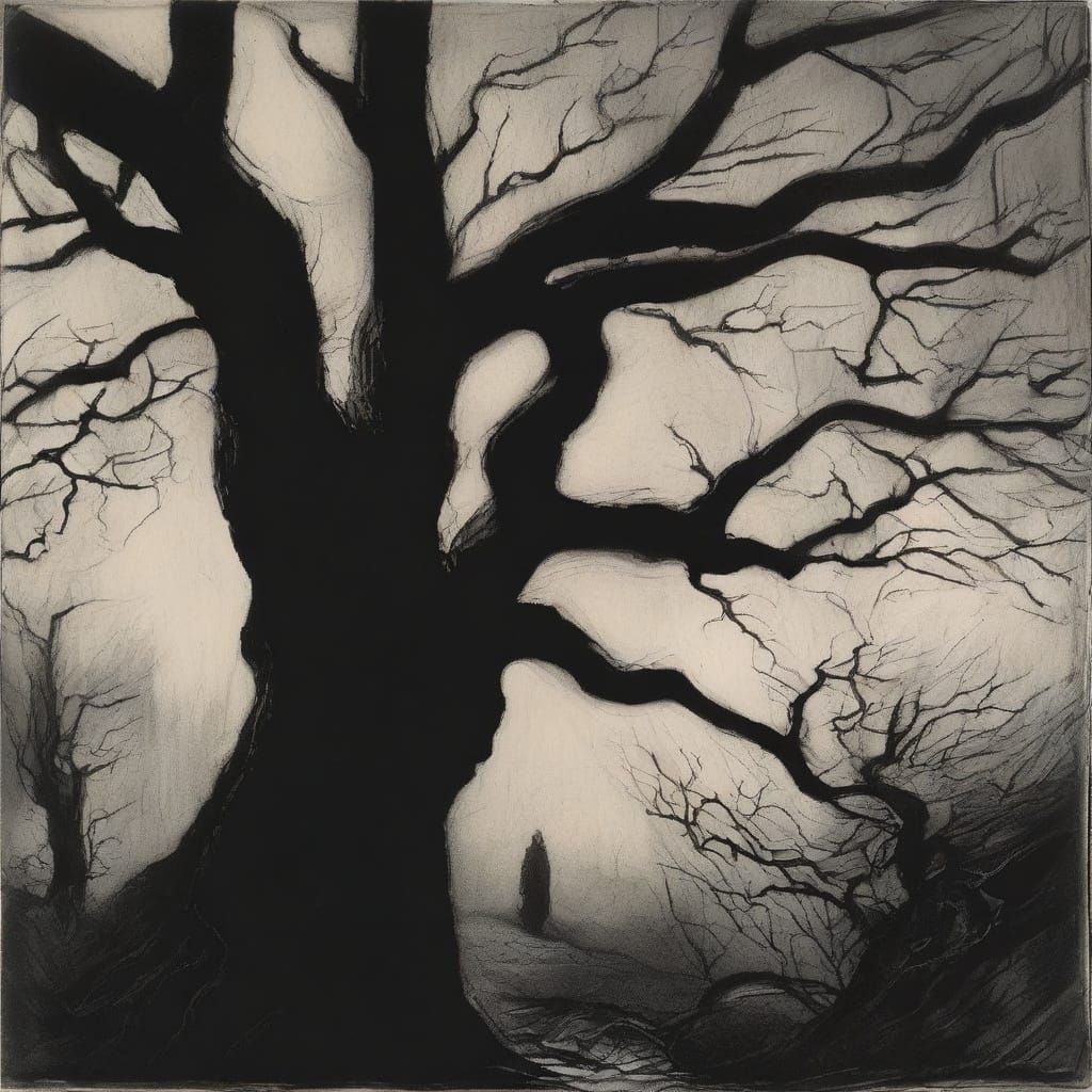 Expressionist Figure in Dark, Moody Shadows