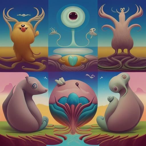 Surreal Animals in Peca Art Style