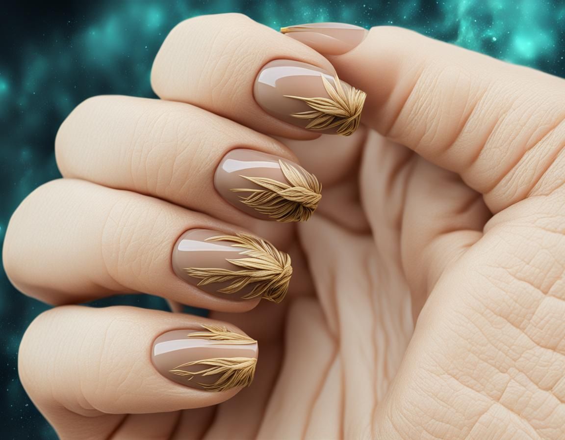 Dramatic Golden Wheat Nail Art Design