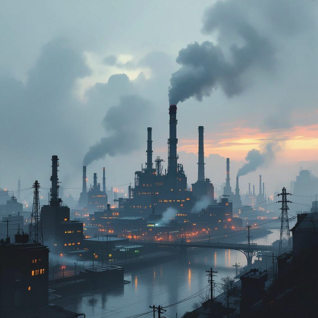 Dystopian Industrial Cityscape: A Gritty Vision