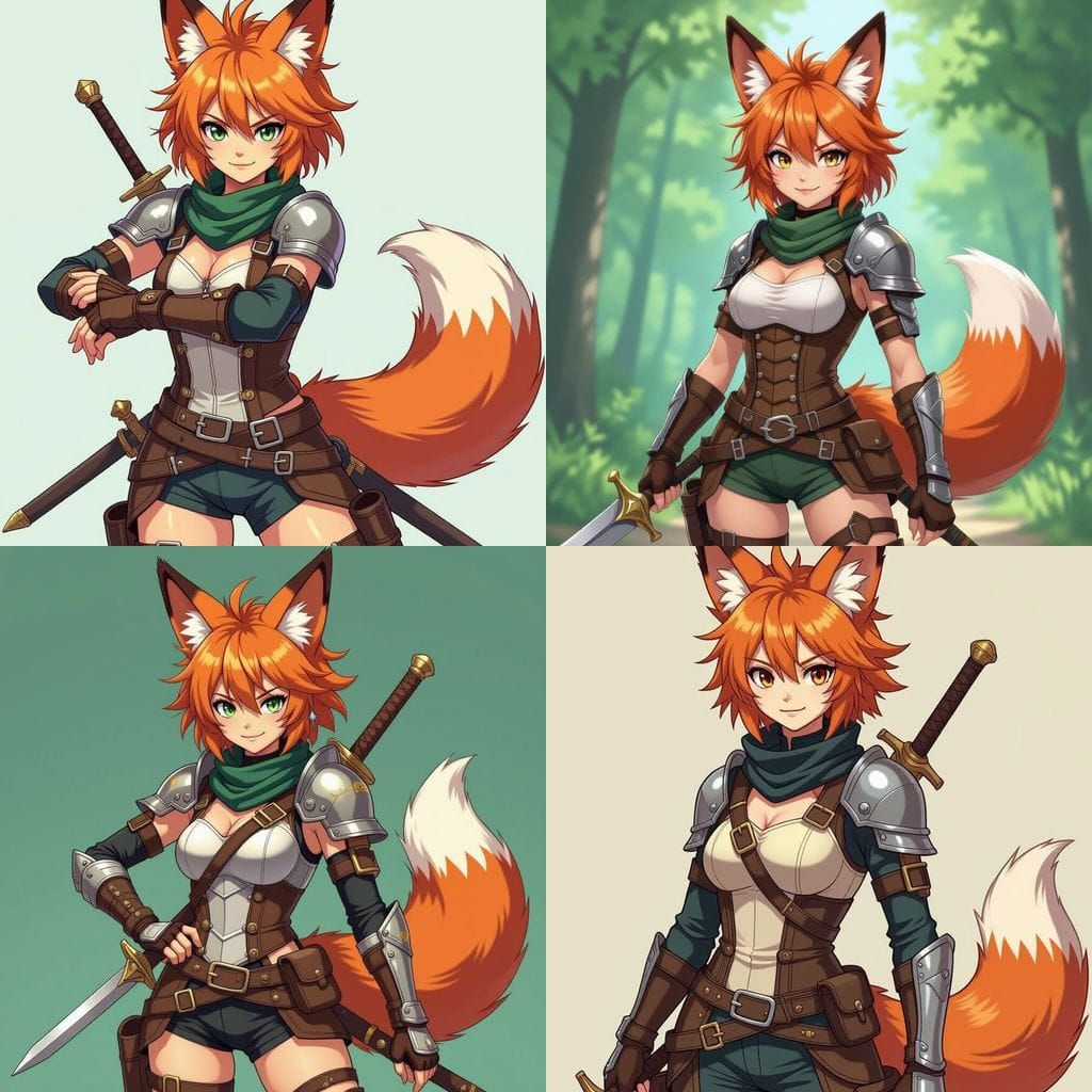 Anime Rogue Adventurer with Fox Features in Shounen Style