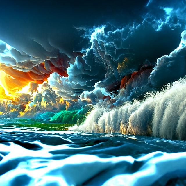 Epic Ocean Storm Waterscape at Night