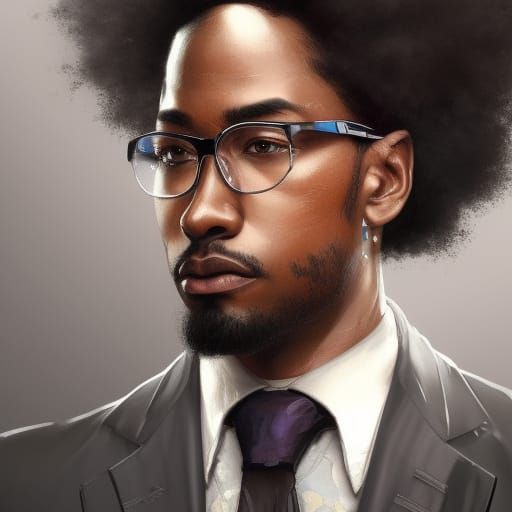Detailed Portrait of Black Man in Suit