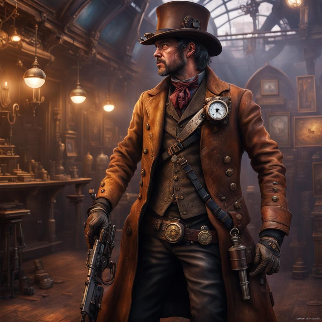 Steampunk Gunslinger in Photographic Cinematic Realism