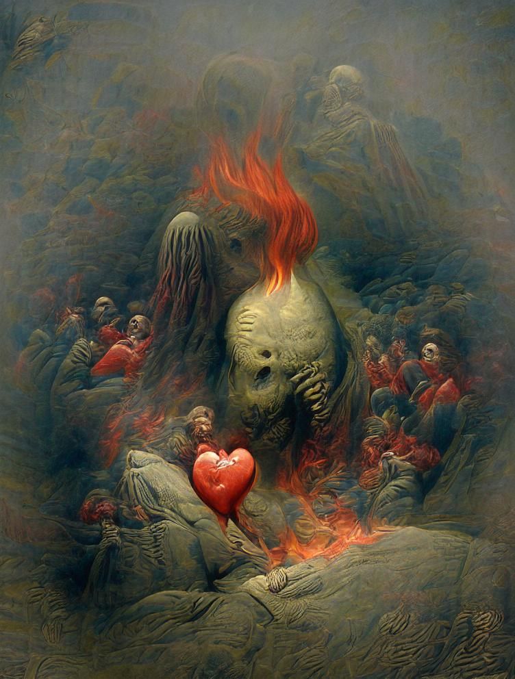 Heart Ablaze: A Dramatic Flame-Bursting Heart