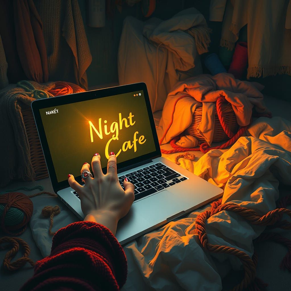 Hands Crafting Digital Art in Warm, Cozy Chaos