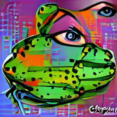 Cybernetic Amphibian Portrait in Pop Art Style