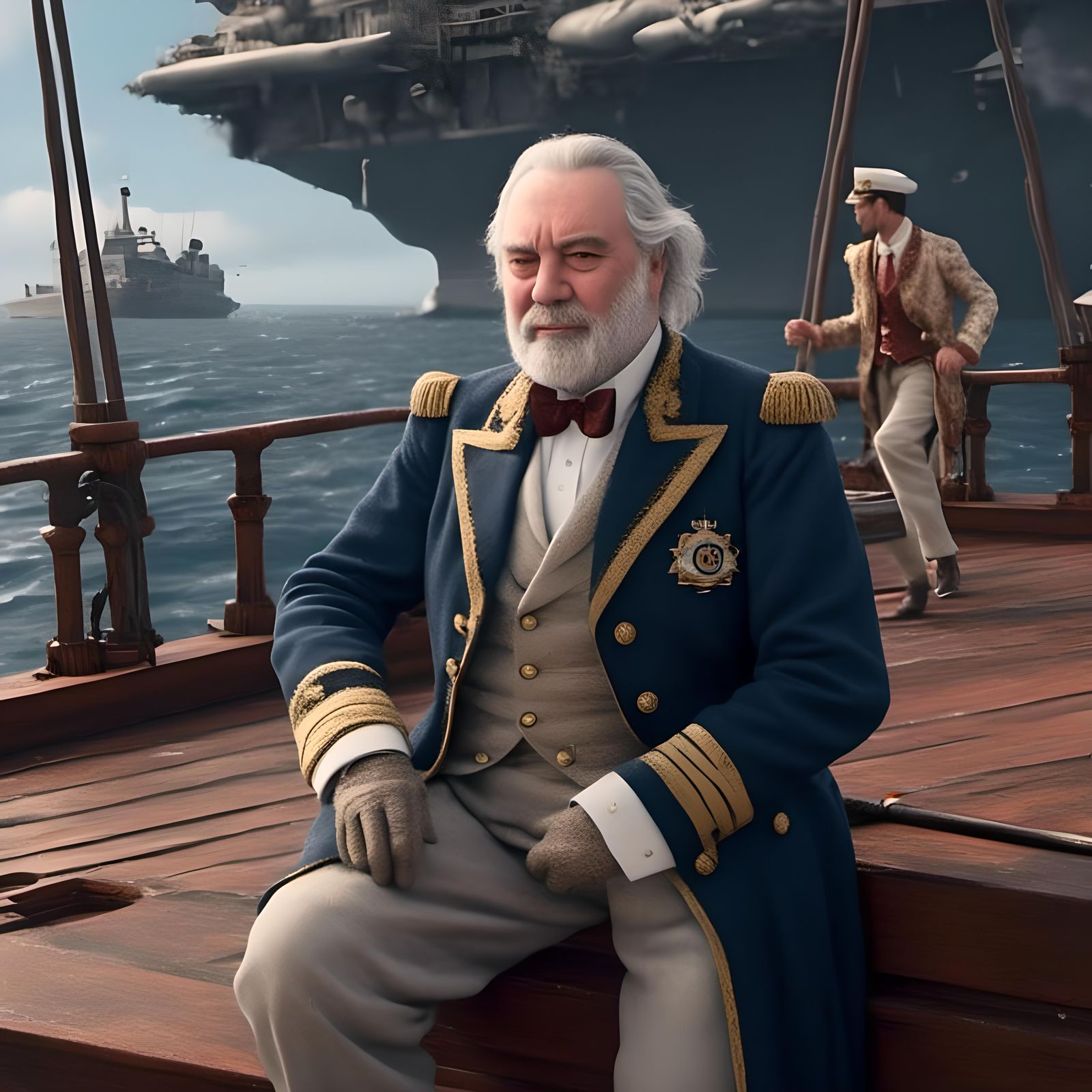 British Royal Navy Officer on Warship Deck