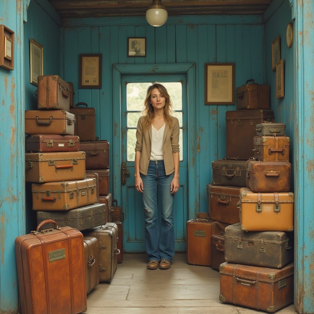 Cozy Vintage Traveler's Haven in Warm Blue Tones