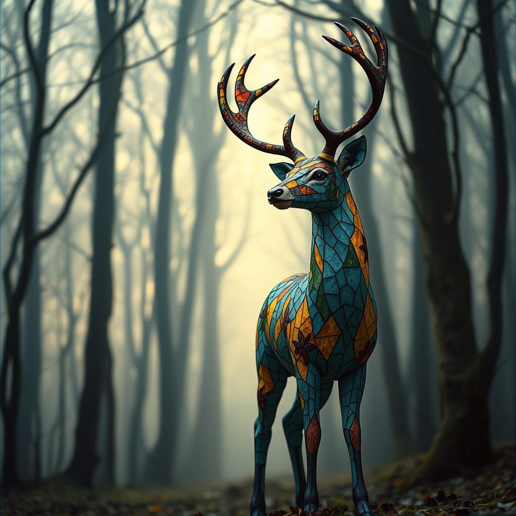 a mosaic deer