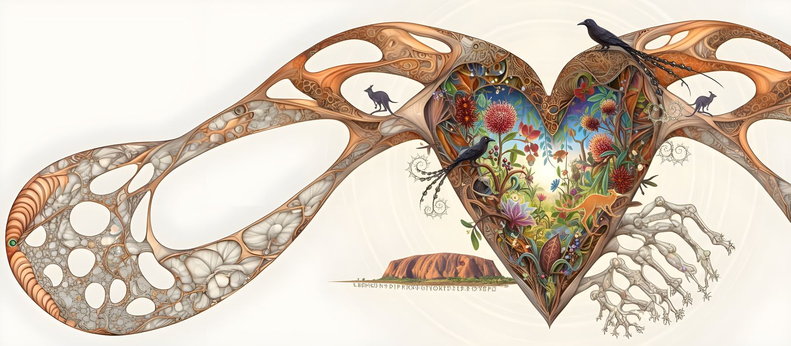 Mystical Australian Landscape with Druidic Heart Fractal