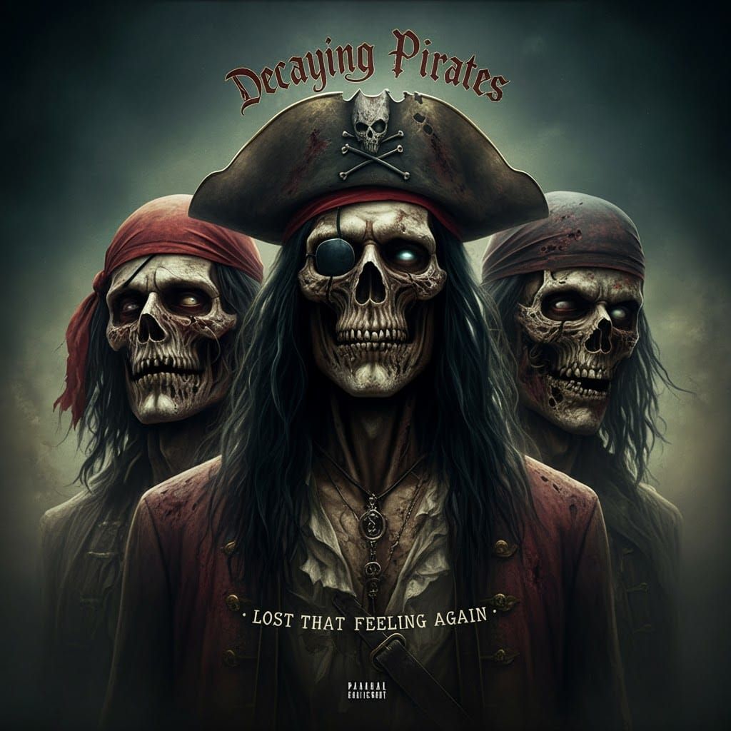 Hyperrealistic Decaying Pirates Rock Band Album Cover