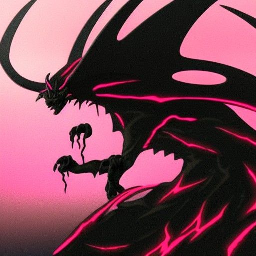 Fierce Dragon-Winged Demon with Pink Eyes