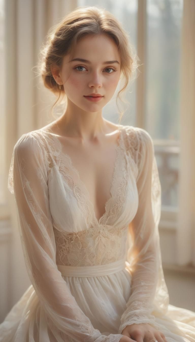 Portrait of a Beautiful Woman in Watercolor Style