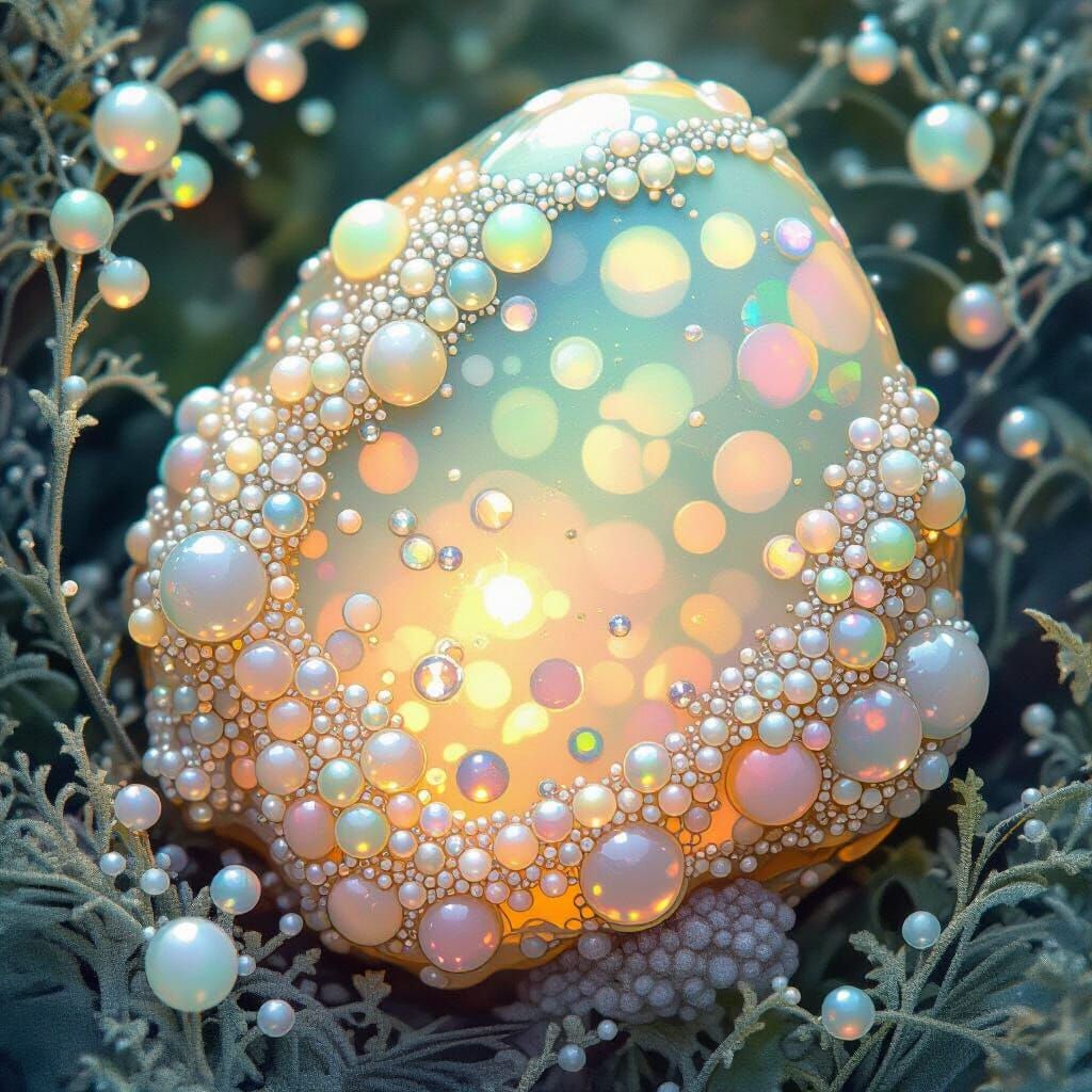 Shimmering Opal Stone in Art Nouveau Style