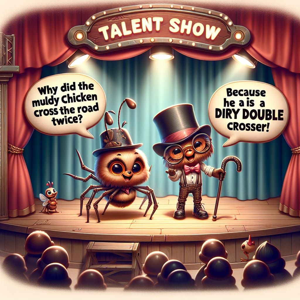 Charming Talent Show Stage Featuring Spider and Grasshopper