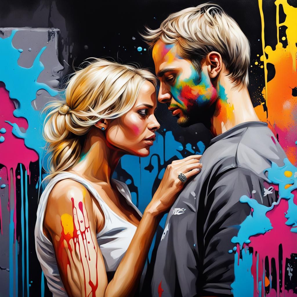 Marriage Proposal in Graffiti Street Art Style