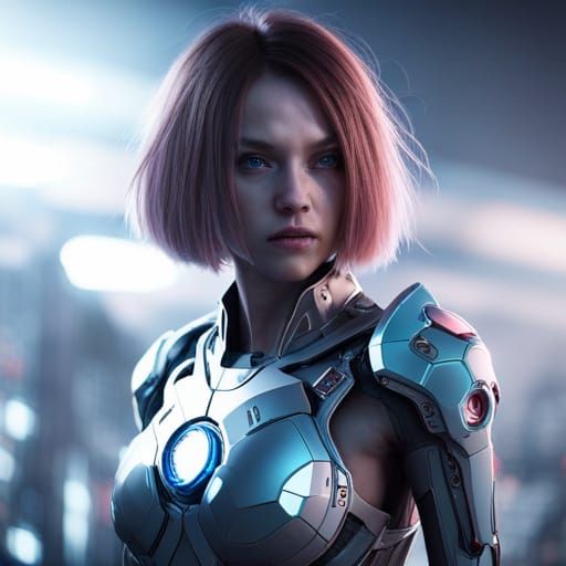 Futuristic Cyborg Girl with Intricate Mech Details