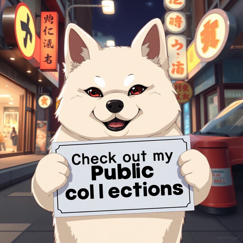 Albino Shiba Inu Promoting Collections in Anime Style