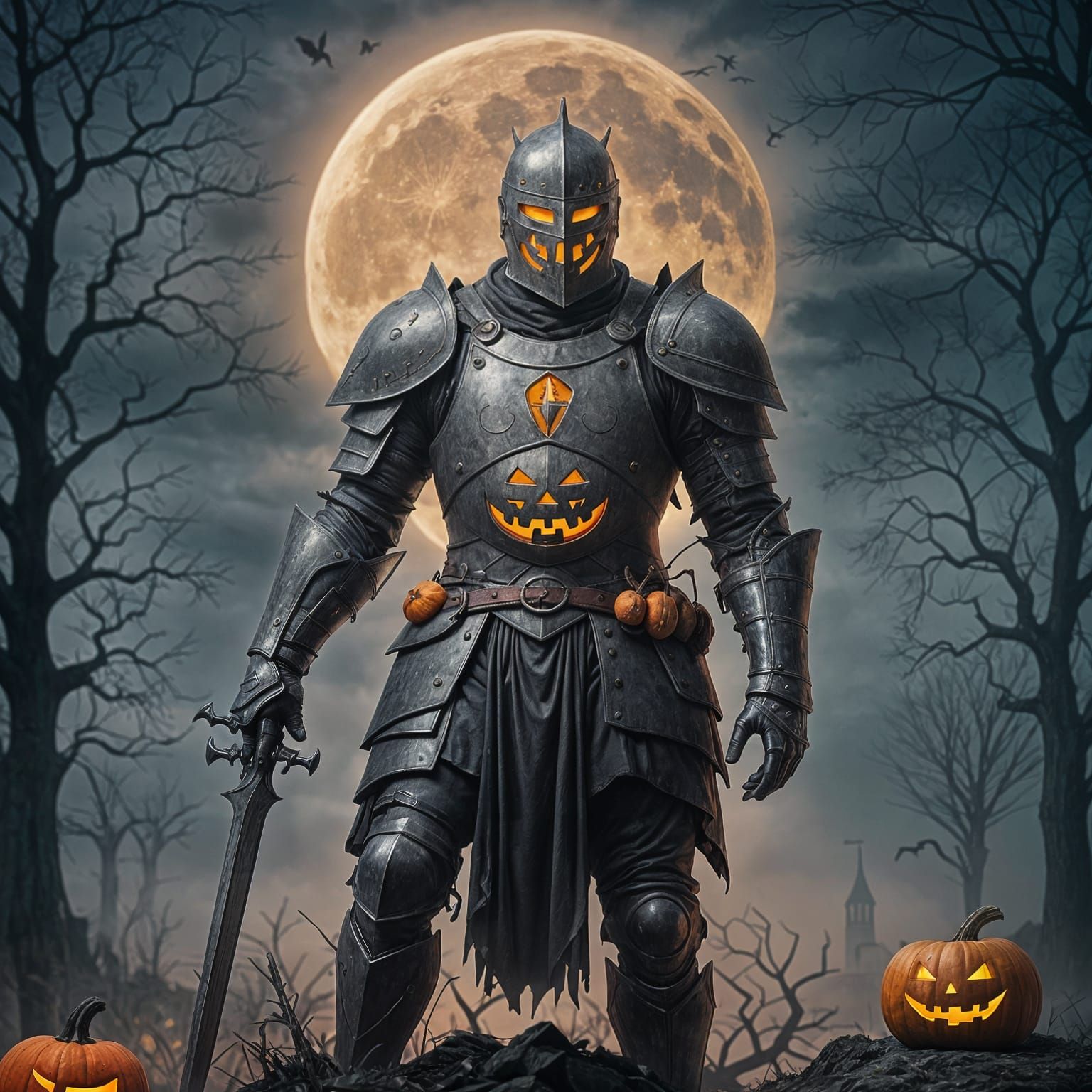 Haunted Pumpkin Knight Silhouette