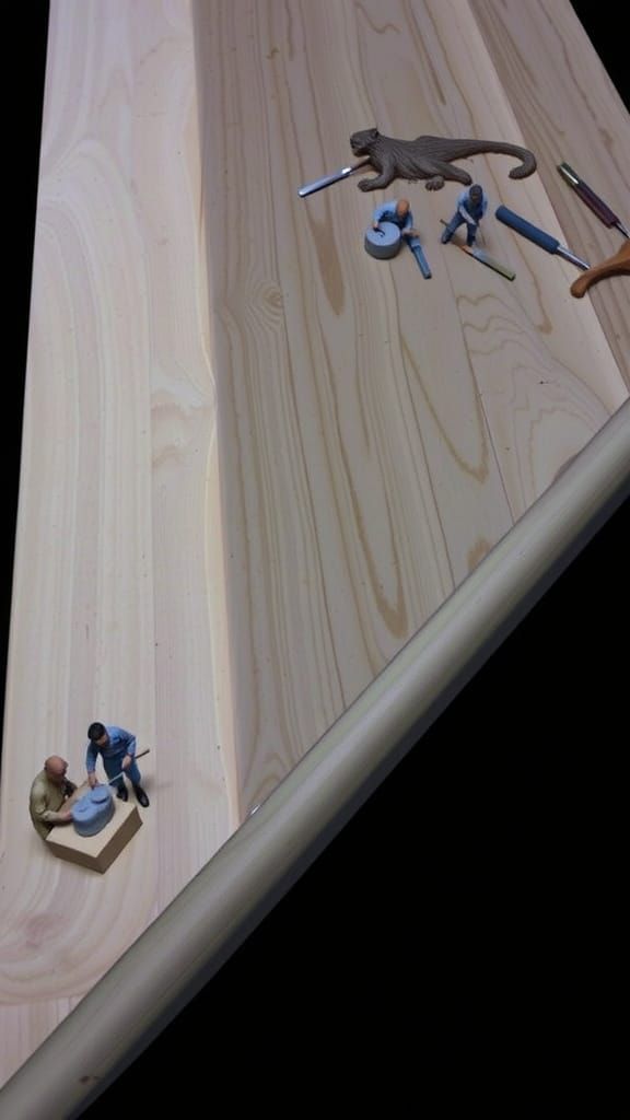 Miniature Woodcarvers at Work in Whimsical Realism