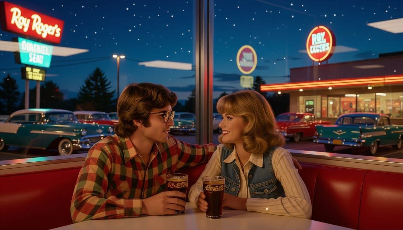 1970s Couple Enjoy Romantic Evening at Roy Roger's