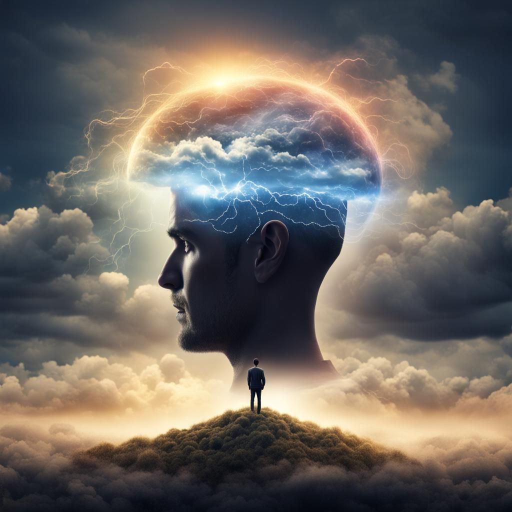 Energy Cloud Emanates from Man's Head