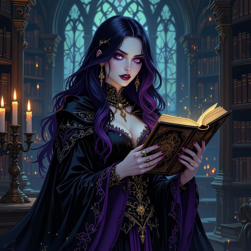 Gothic Witch Ravena in Dark Fantasy Art Style