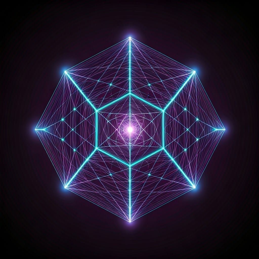 Metatron Cube in Sacred Geometry with Neon Aesthetic
