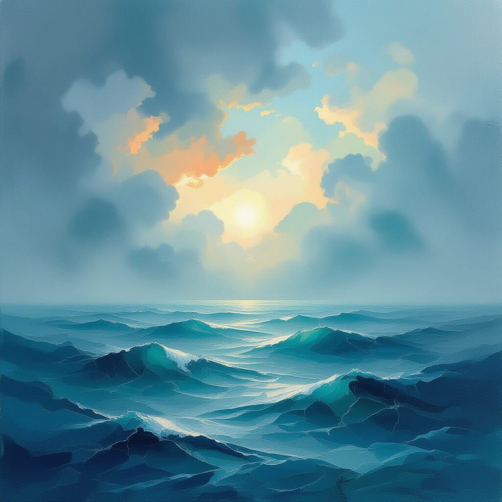 Serene Seascape After Storm in Luminous Colors