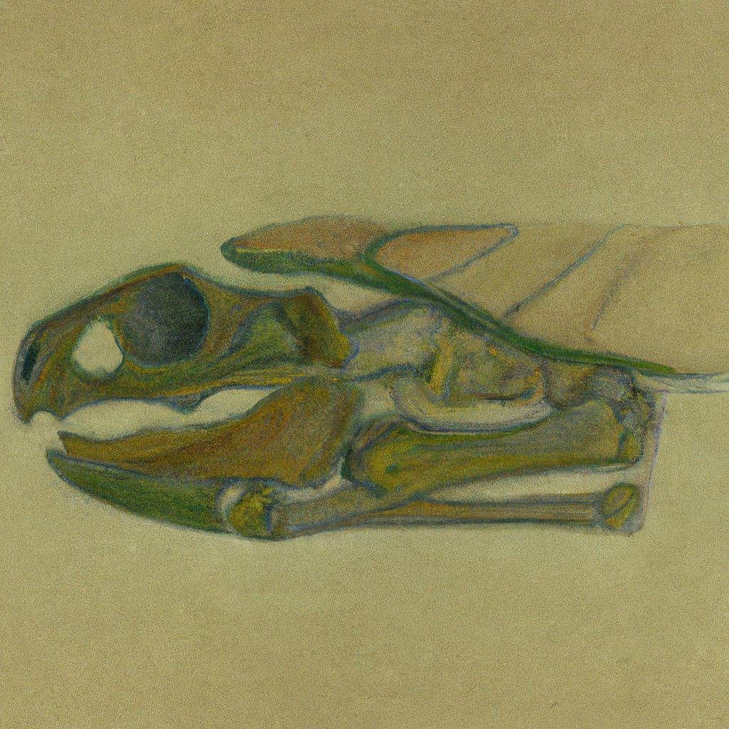 Turtle Skeleton in Colored Pencil Sketch
