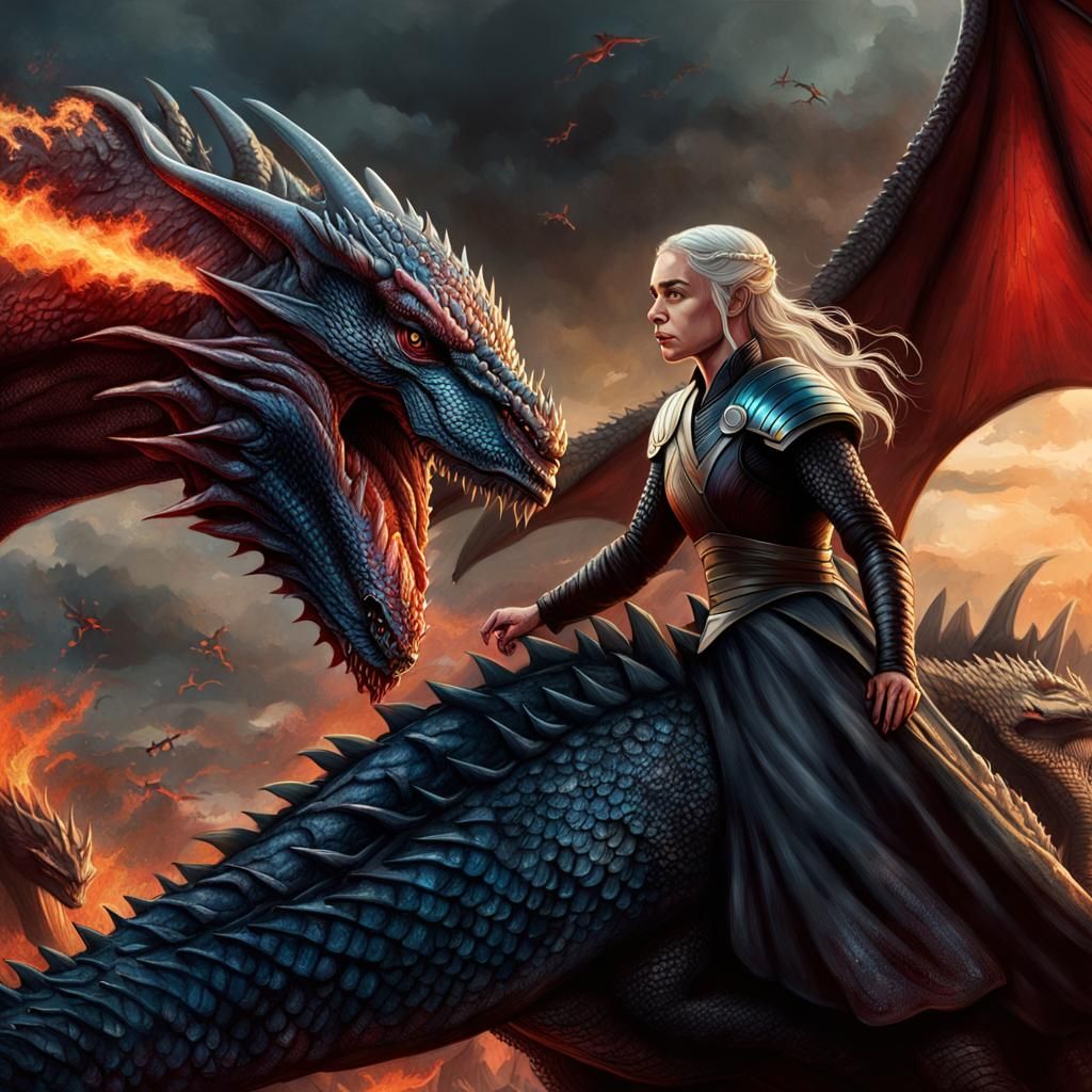 Daenerys and Drogon Oversee a Battle