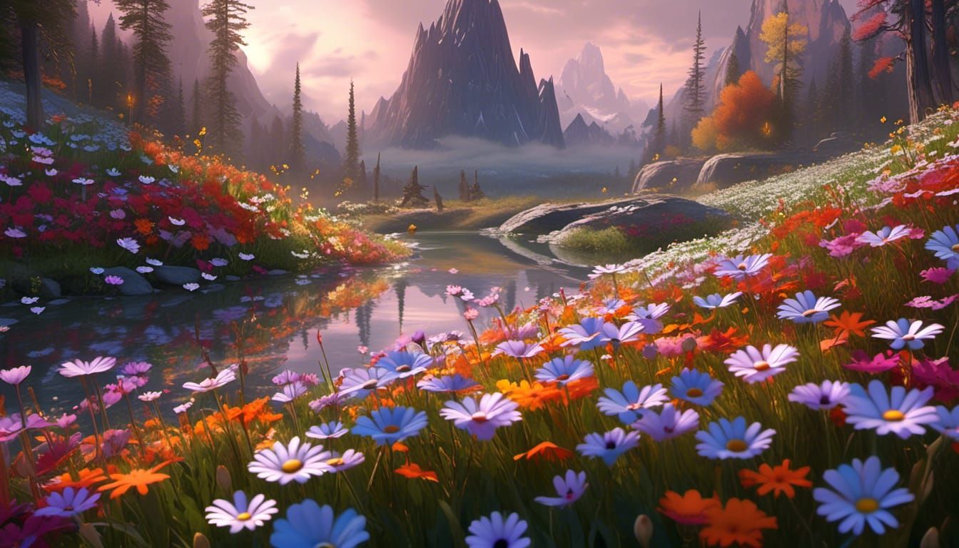 Prismatic Daisies floral landscape