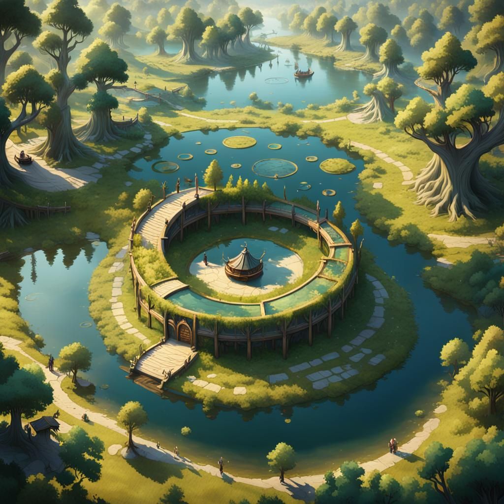 Magical Druidic Wood with Traveling Entertainers