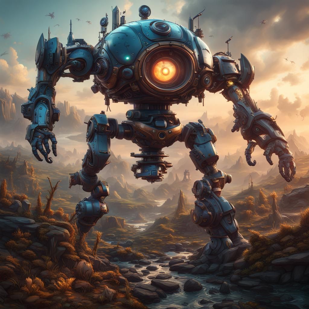 Child with Robot Eye: Detailed Matte Painting