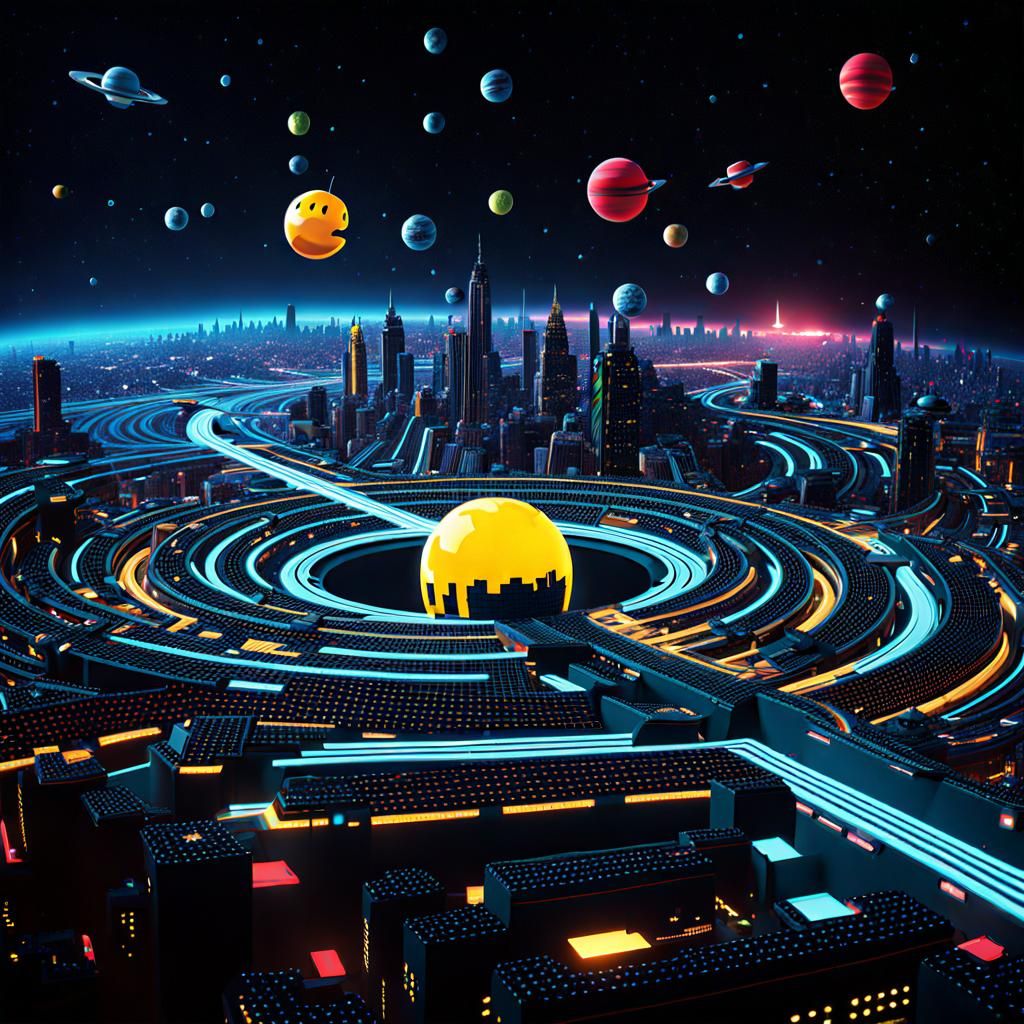 Pacman Eats Worlds: 3D Pixel Art in Space