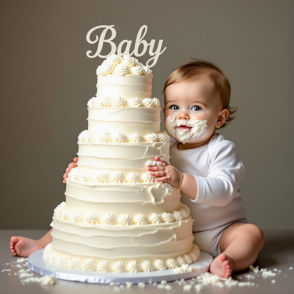 Baby's First Cake Smash: A Photorealistic Portrait