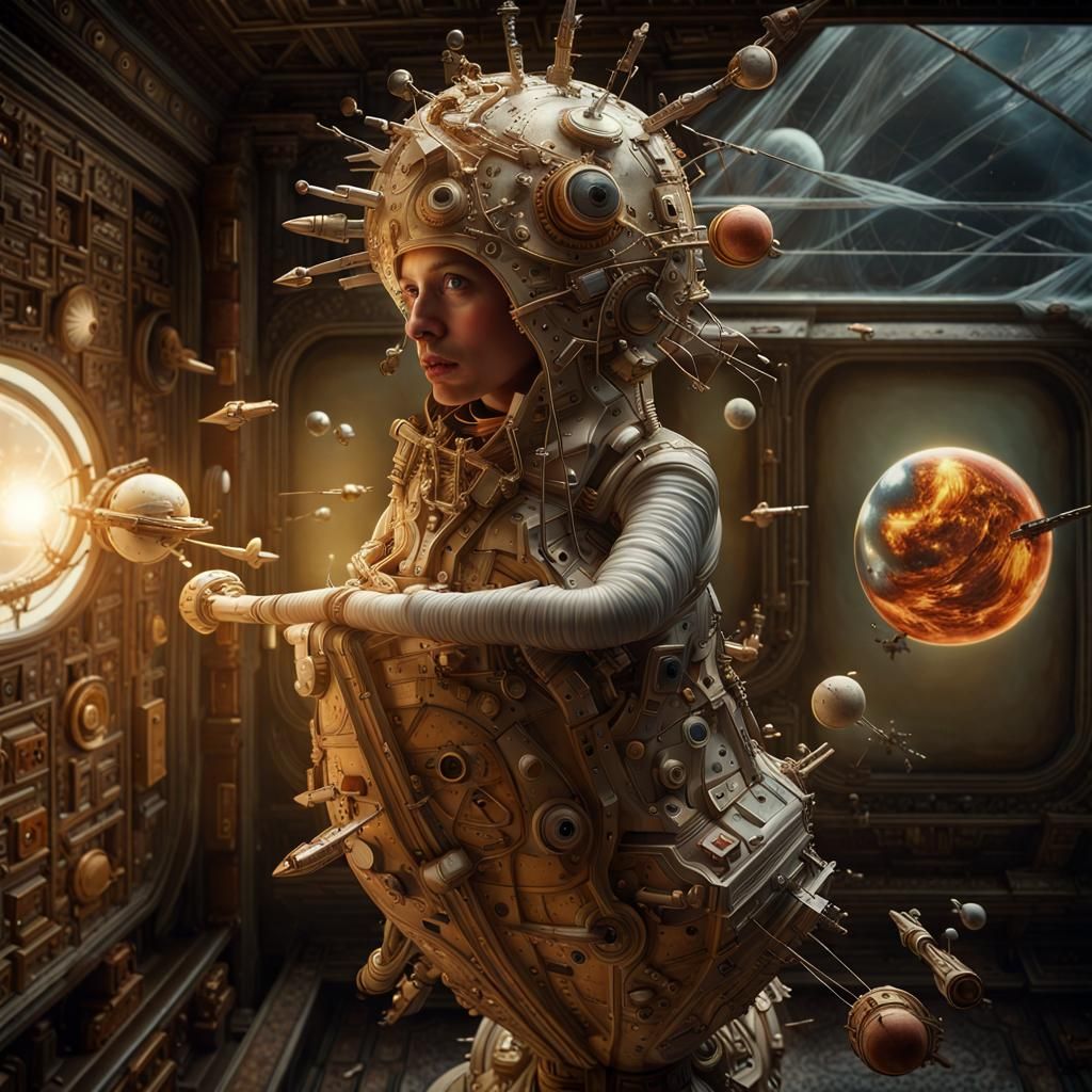 Magical Spacecraft Orbiting in a Surreal Dreamscape