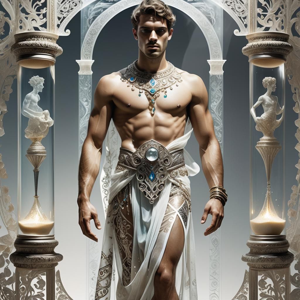 Grecian Man and Hourglass Double Exposure