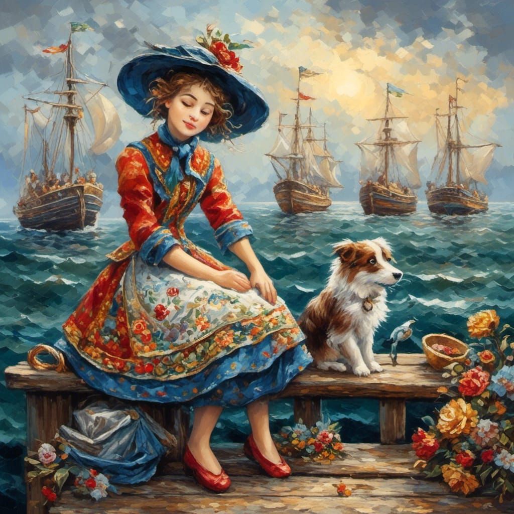 Sailor Stands on Pier, Artistic Character Study