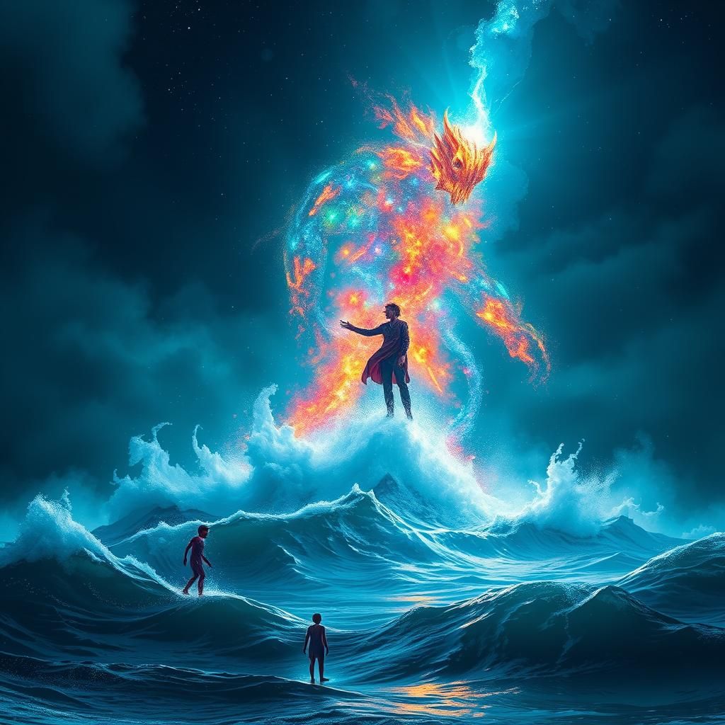 Light Titan Stands Atop Tumultuous Ocean