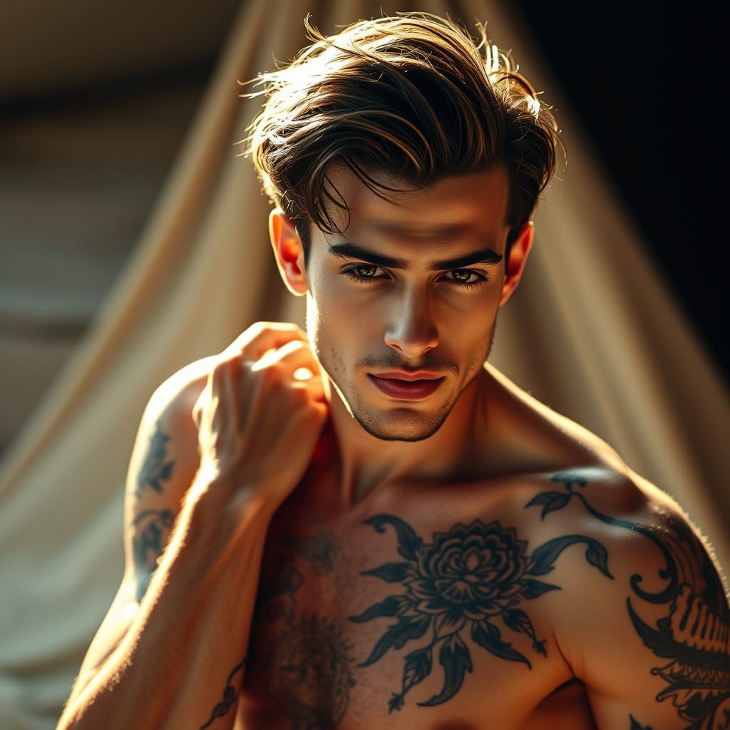 Sensual Male Form in Warm Golden Light