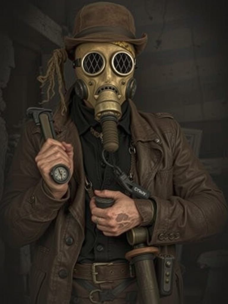 Cyberpunk Resistance Fighter in a Dystopian Wasteland