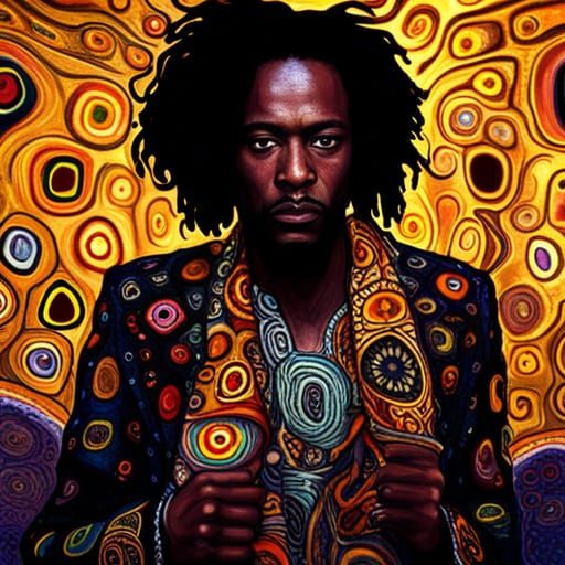 Psychedelic Goth Portrait of Man with Dreadlocks