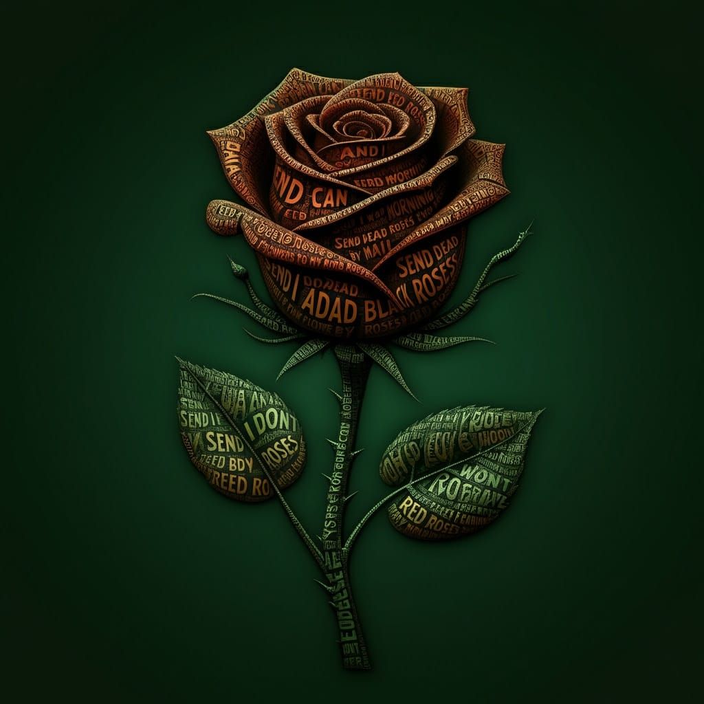 Rose Calligram Art Made From Text