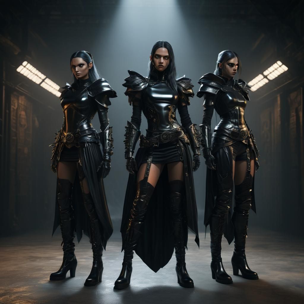 Mystical Leather Goddesses with Sceptres: Digital Art