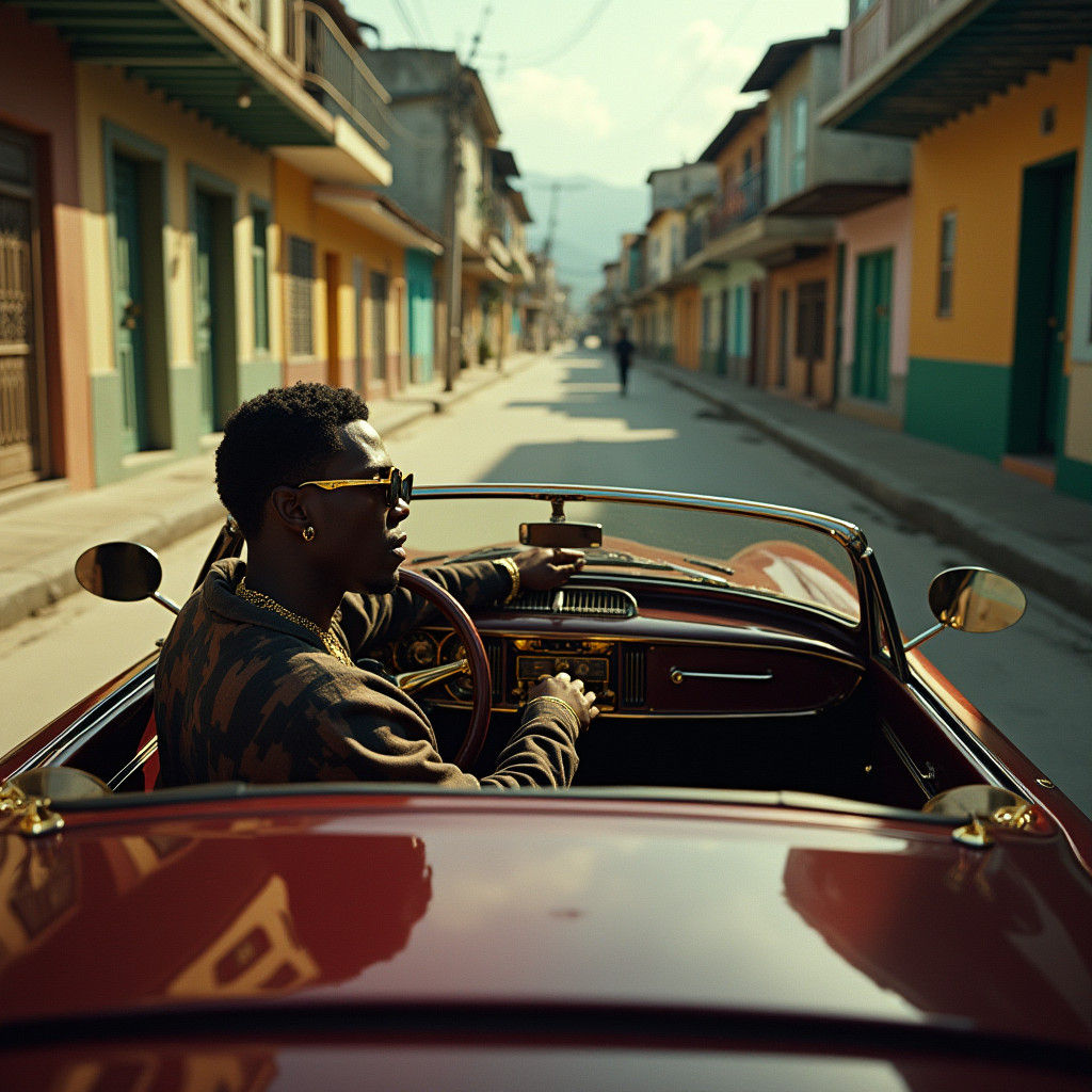 Rapper in Gold Car: Copacabana Favela Scene