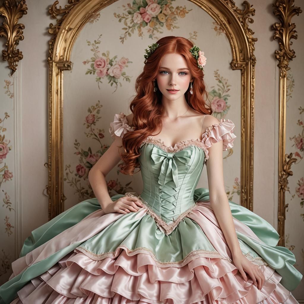 Elegant Woman in Rococo Gown