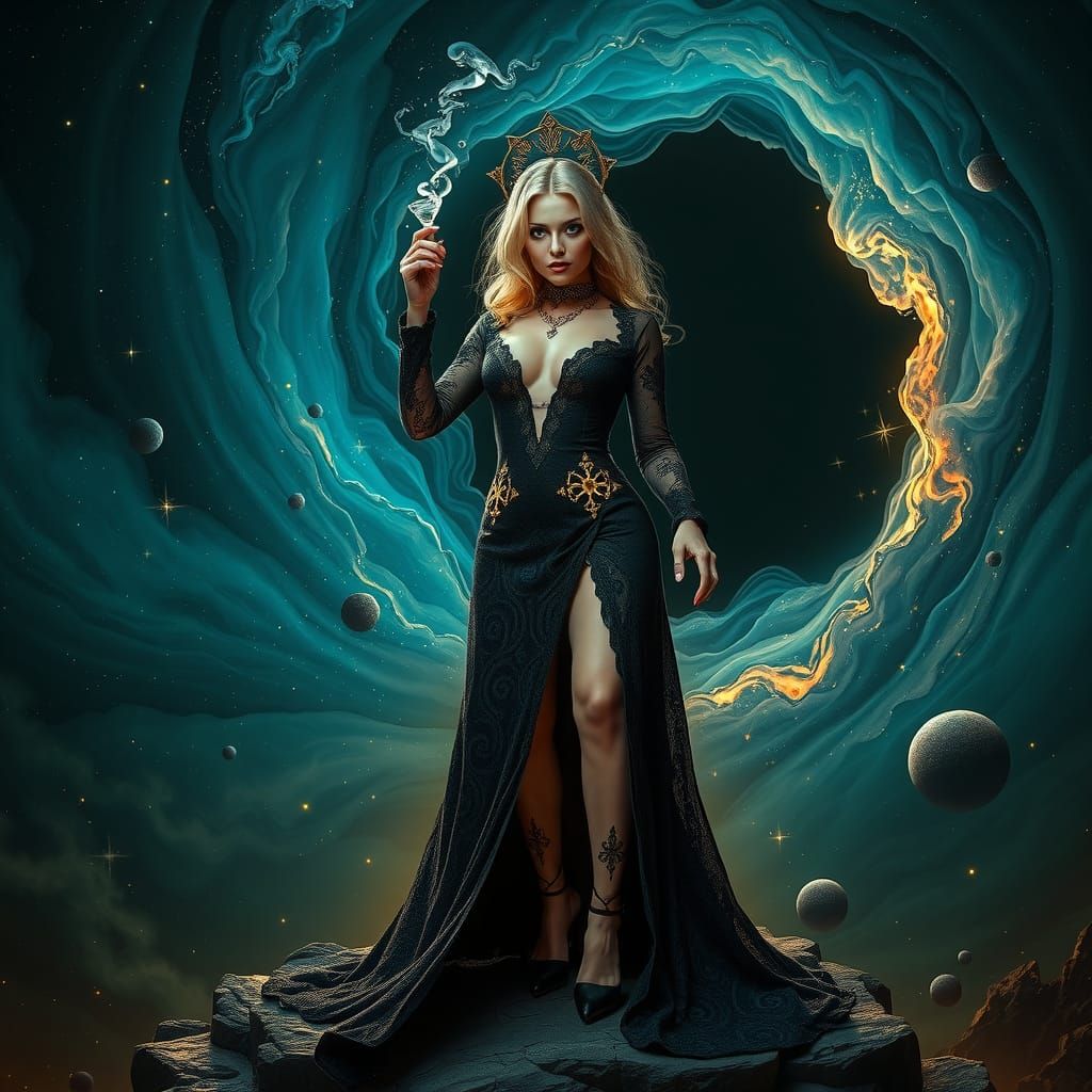 Mystical Witch Brews Potion at Black Hole