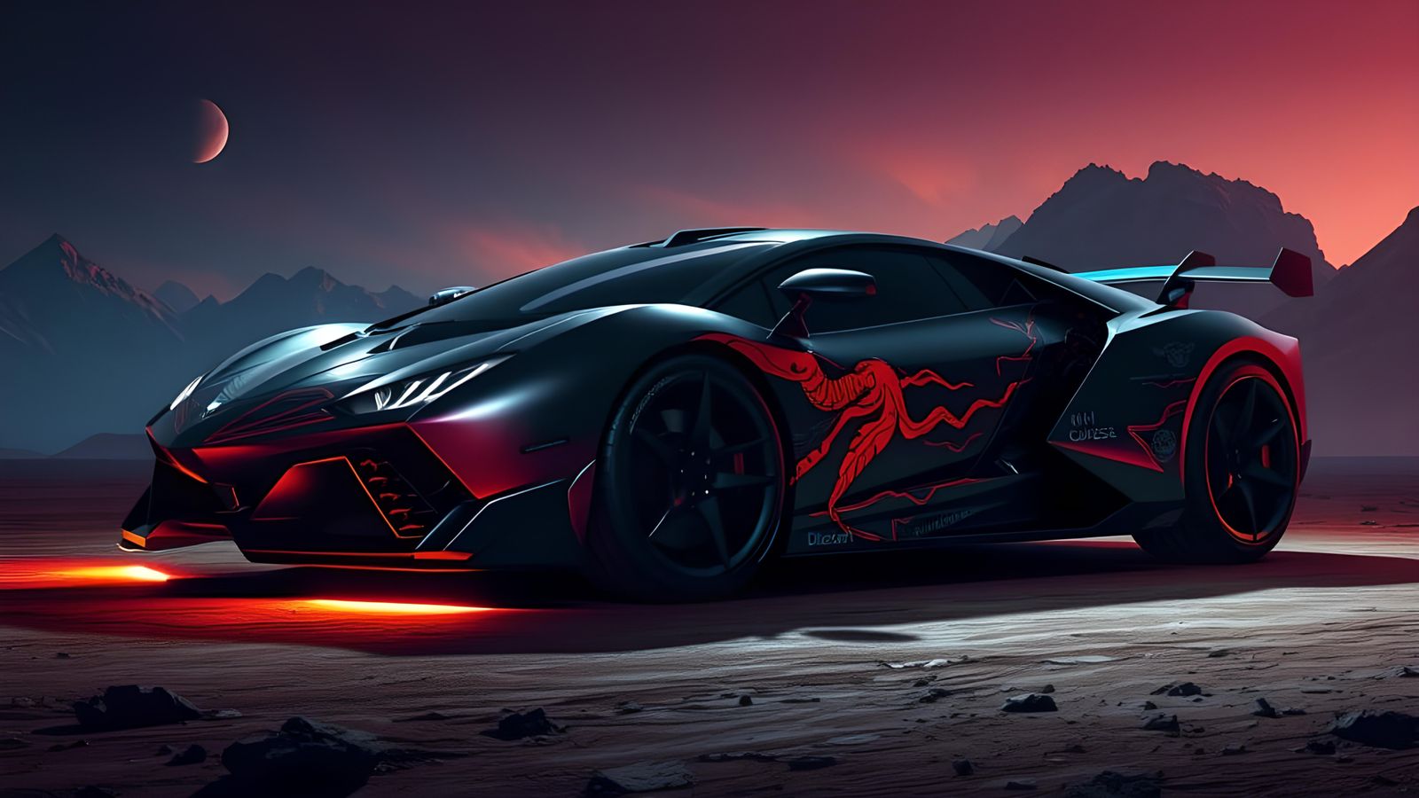 Alien Biomechanical Supercar on Eerie Planet Surface
